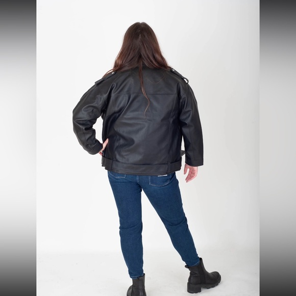 NWT Noisy may Black Leather Jacket SIZE 18 - Picture 4 of 14
